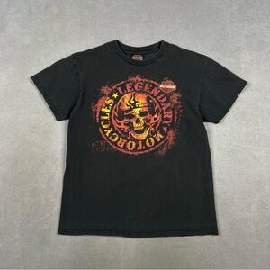 Harley-Davidson Black Tee with Orange & White Shield Label